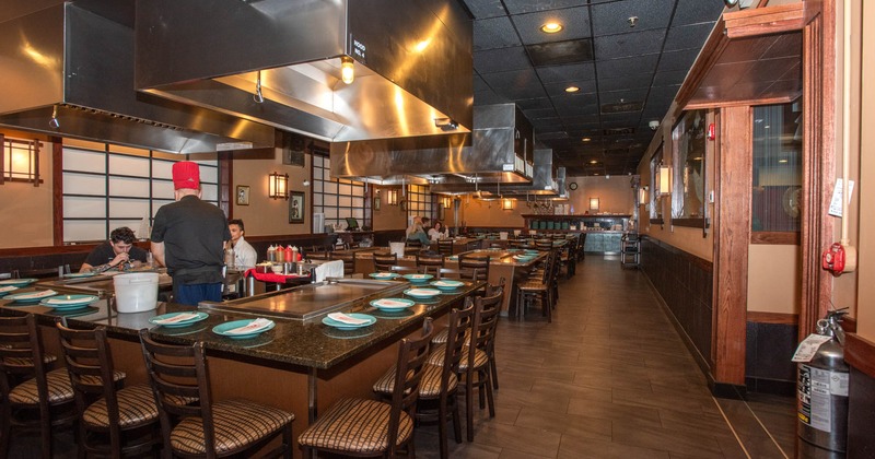 Interior, teppanyaki tables and chairs