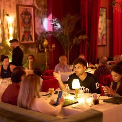 People having dinner.