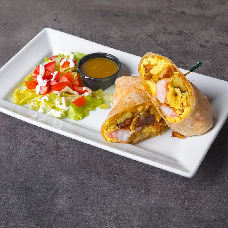 menu item 59 of 111, Garlic Creamed Shrimp Burrito