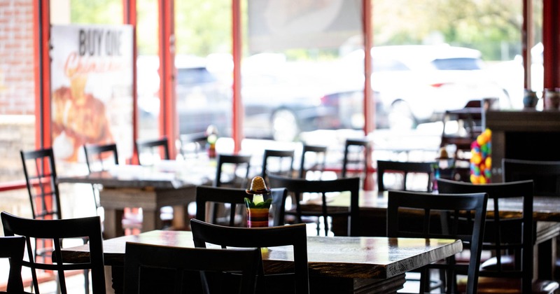 Closeup view of a dining tables