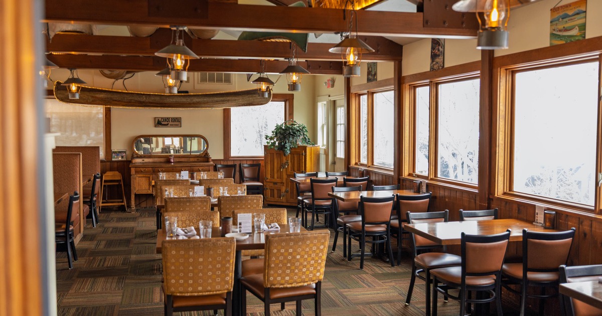 Interior seating area with chairs and tables