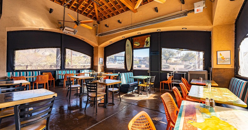 Interior, dining area, wall decorations
