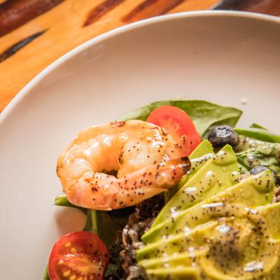 Wild rice and shrimp salad