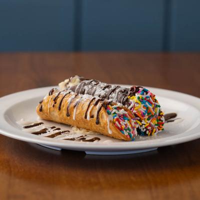 Served cannoli dessert.