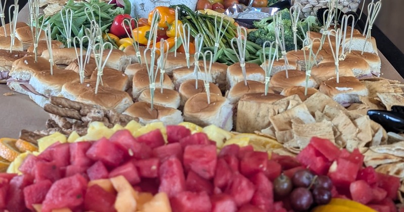 Catering table with a plethora of food