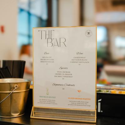 The Bar menu on a counter.