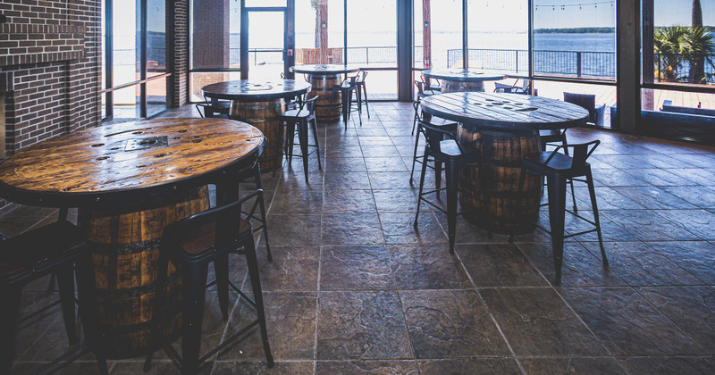 Interior, tables ready for guests