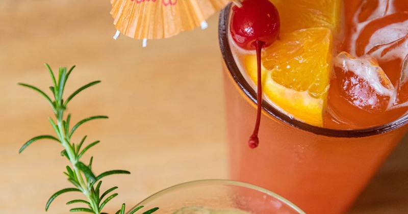 Multiple cocktails, top view