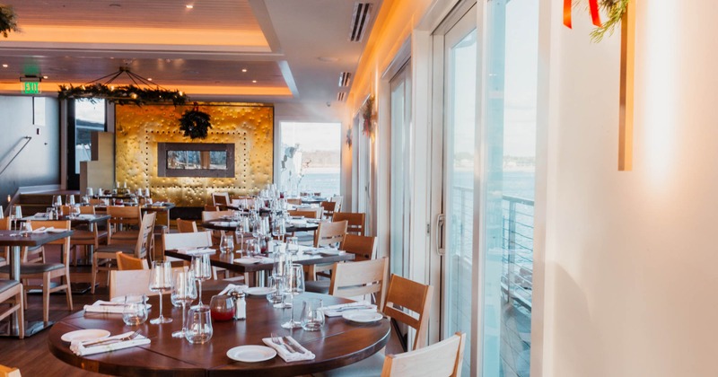 Interior, closeup of dining tables