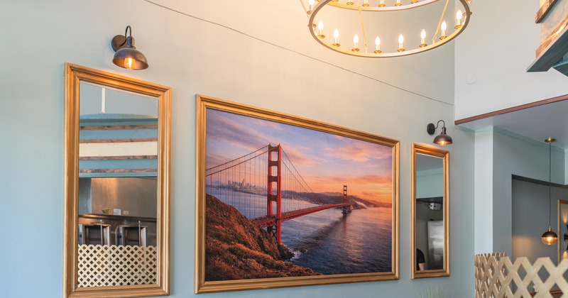 Interior, wall, paints on the wall, chandelier
