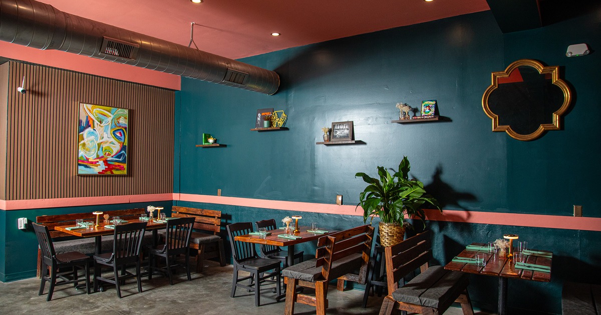 Interior space, nicely done dining area