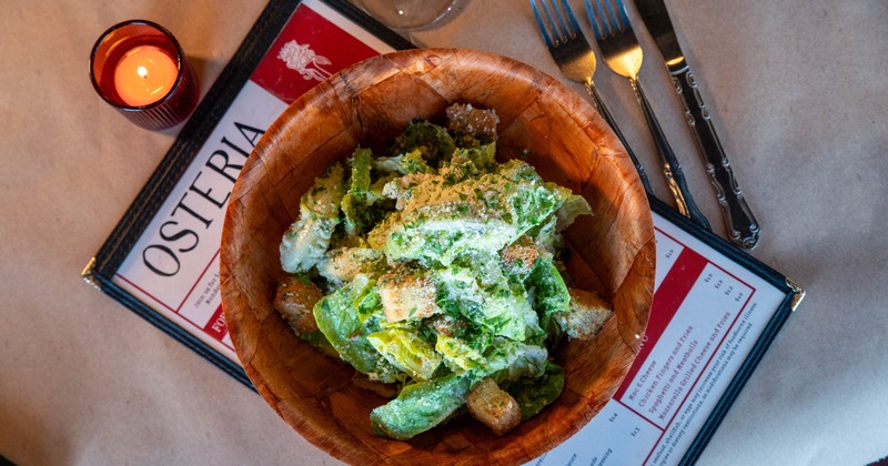 Caesar salad, top view