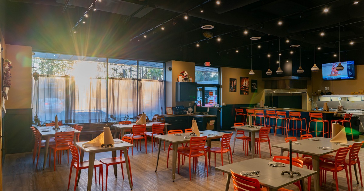 Colorful interior, dining space