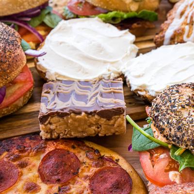 Assorted dishes, top view.