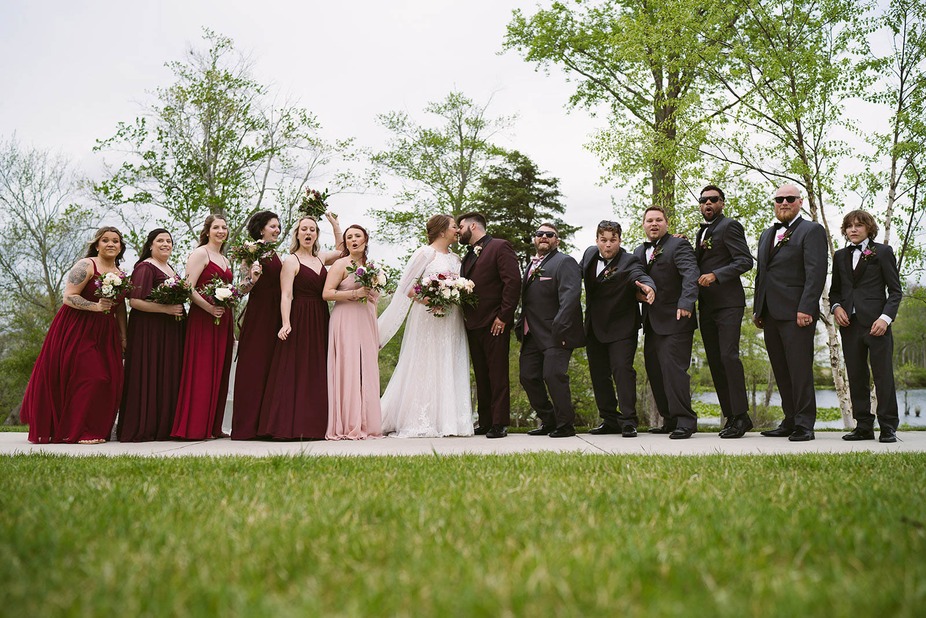 Bride, groom, bridesmaids and groomsmen