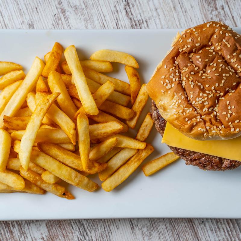 Cheeseburger with French Fries photo