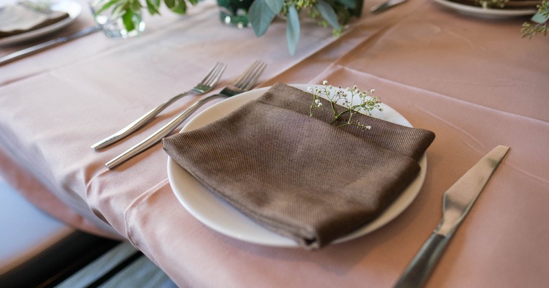 Interior, table set for guests