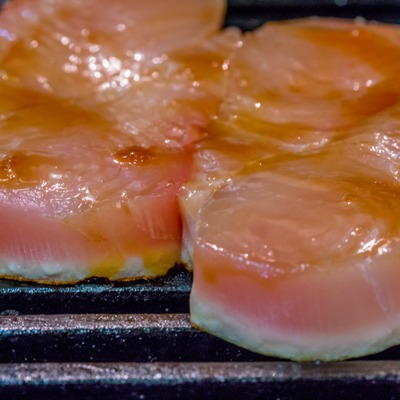 Raw fish on the grill