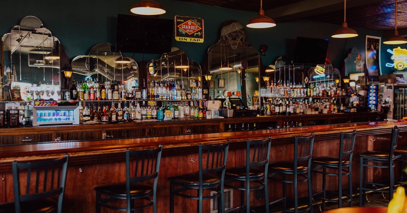 Interior, bar and bar stools