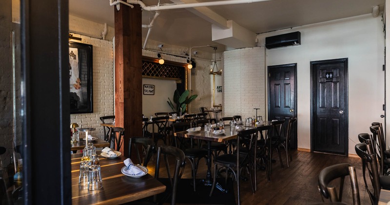 Interior, tables and chairs ready for service