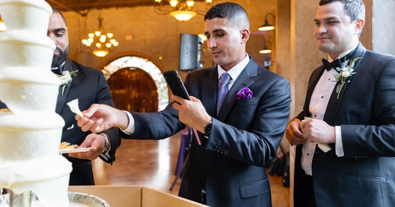 Celebrators  helping themselves to food