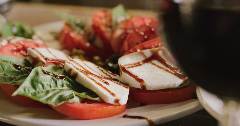Caprese salad served