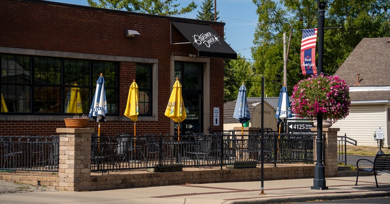 Exterior, terrace, parasols