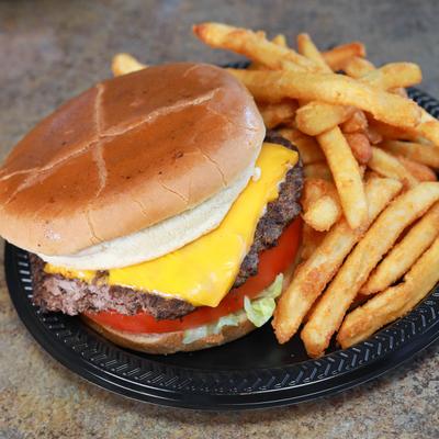 Cheeseburger and fries.