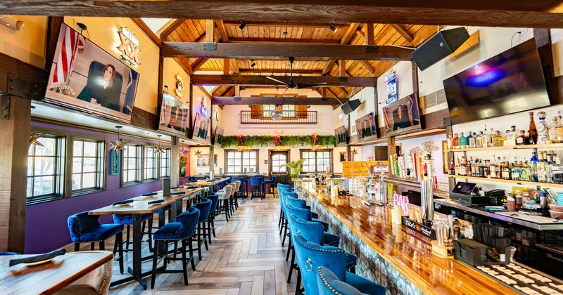 Interior, bar with bar chairs