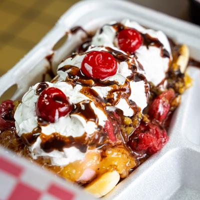 Banana Split dessert, served