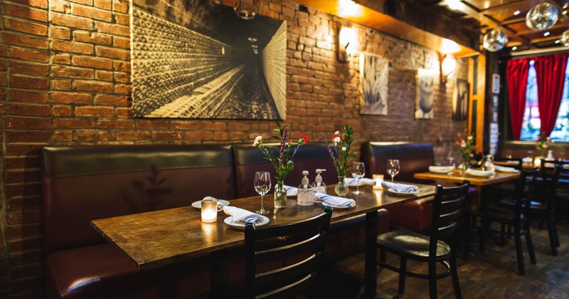 Interior, seating table, tableware