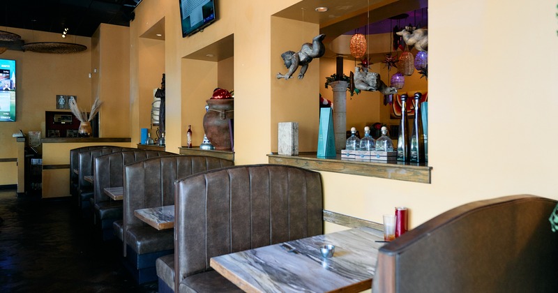 Interior, tables and chairs, booths