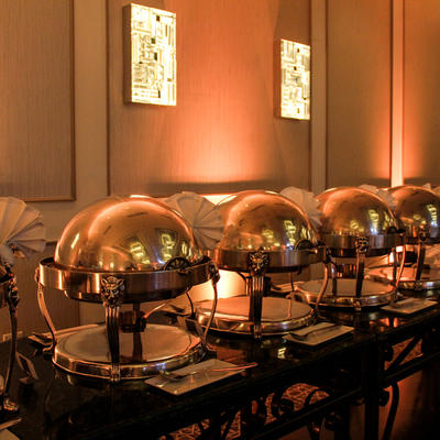 A row of catering food heaters closeup