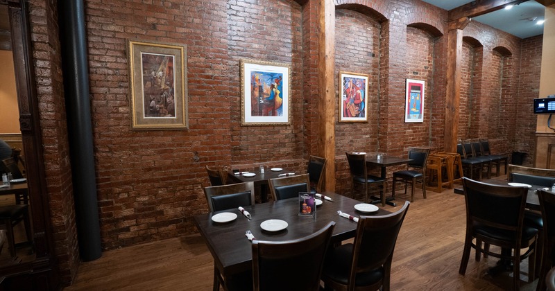 Interior, tables an chairs ready for guests