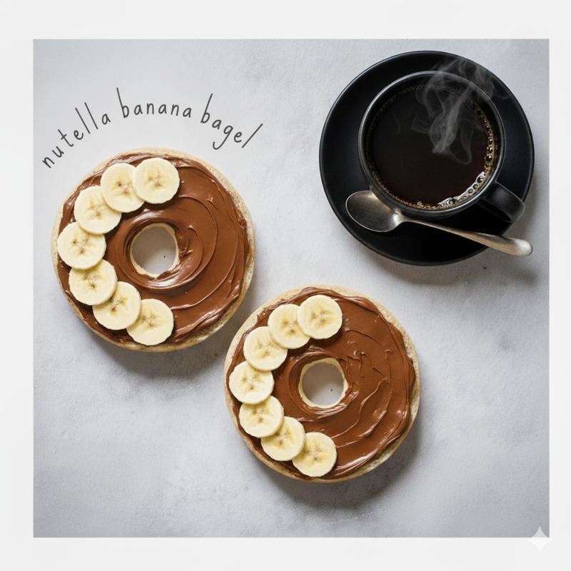 Nutella banana bagel & Coffee photo