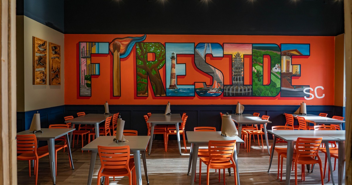 Interior, colorful and bright dining area
