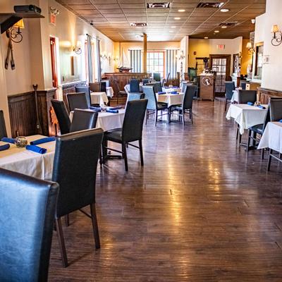 Interior, tables ready for guests