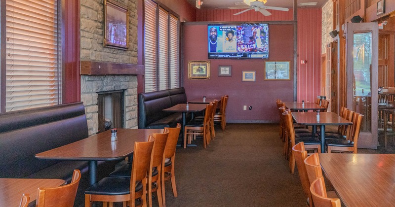 Interior, seating area, tables and chairs