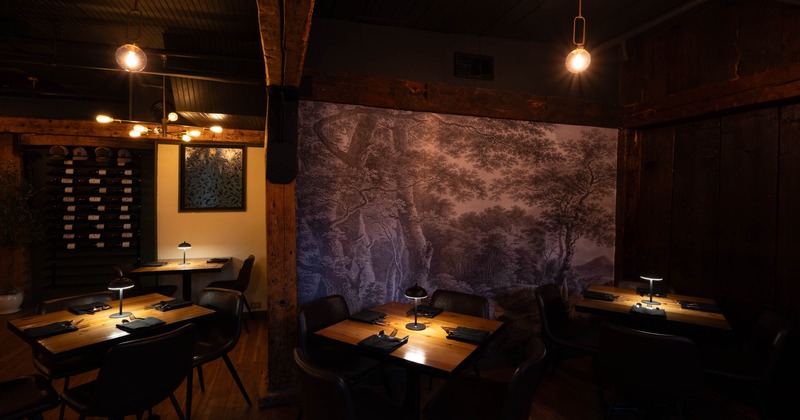 Interior, set tables ready for guests