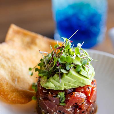 A tuna avocado stack.