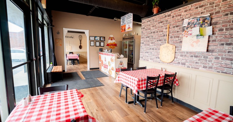 Interior, tables and chairs ready for guests