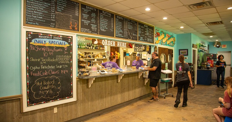 Food counter, guests