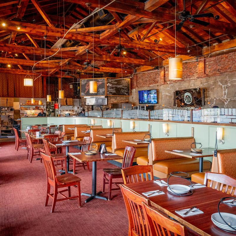 Interior, dining area, tables ready for guests