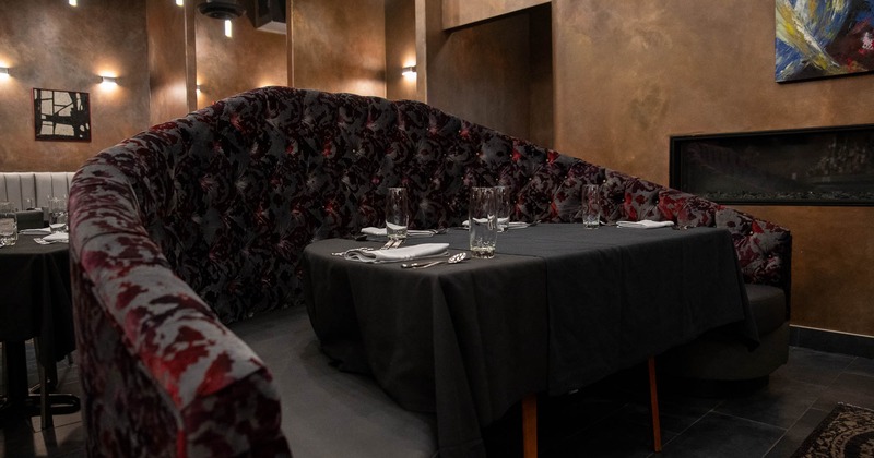 Interior, table set for guests