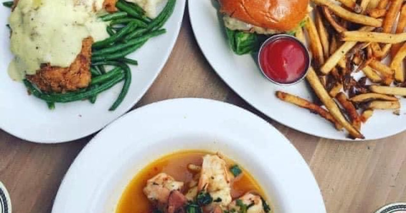 Several dishes served, top view