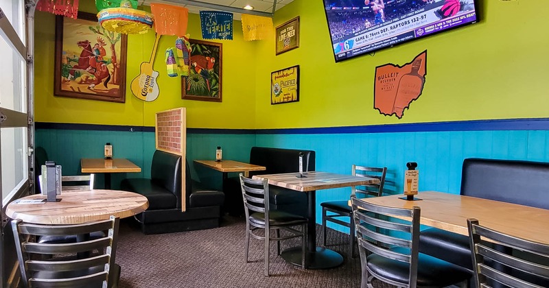 Interior, seating area with a TV