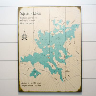 Waiting room wall map of Squam Lake.