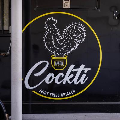 Cockti Fried Chicken logo on the food truck.