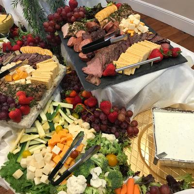 Different types of food and salad on the table