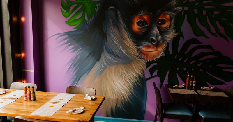 Interior, dining area, wall art